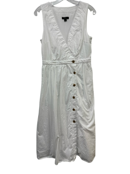 J. Crew Size 4 White Cotton Sleeveless Button Front Pockets Dress White / 4