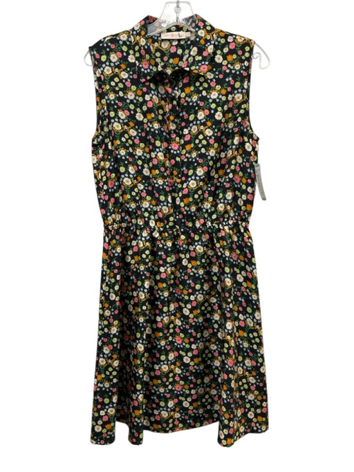 Tory Burch Size S Black & Multi Silk Sleeveless Button Detail Shirt Dress Dress Black & Multi / S