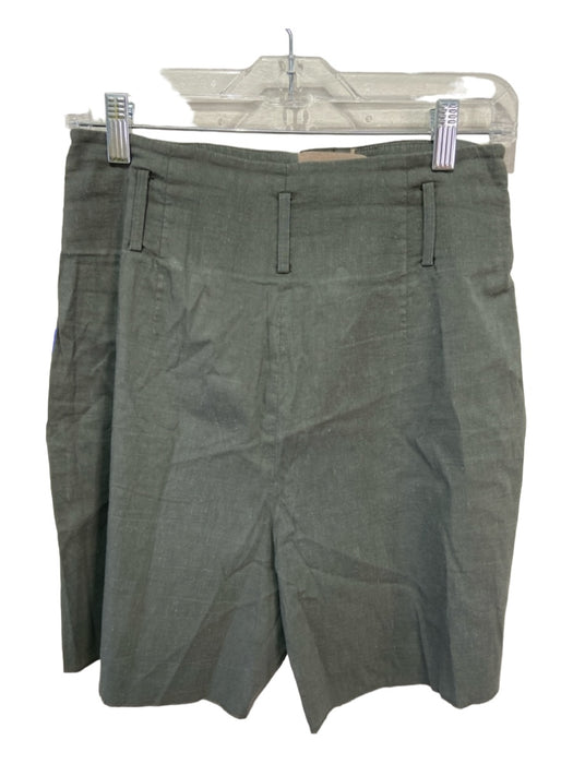 Theory Size 4 Green Linen Blend High Rise hook & zip Mid Thigh Shorts Green / 4