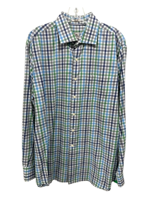 Peter Millar Size XL White & Multi Cotton Plaid Button Down Long Sleeve Shirt White & Multi / XL