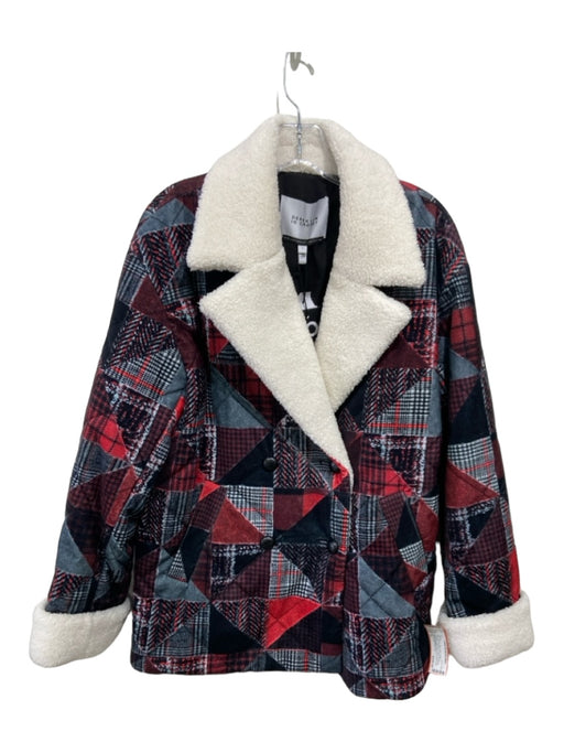 Derek Lam 10 Crosby Size S Black, Gray, Red Cotton & Polyester Patchwork Jacket Black, Gray, Red / S