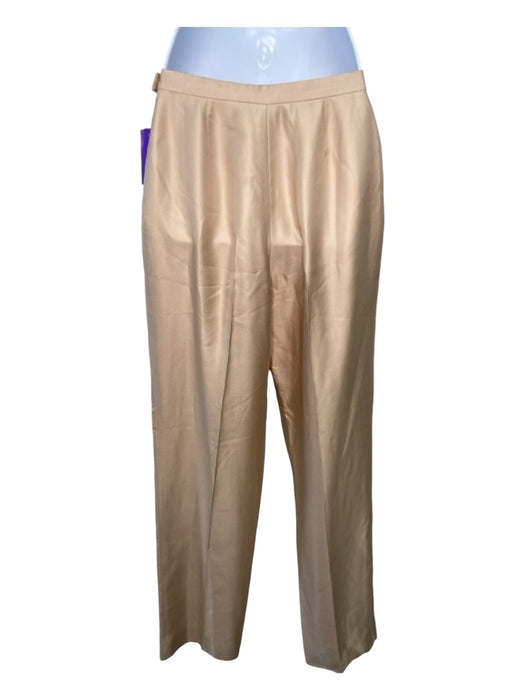 Chanel Size 40 Beige Silk High Rise Side Zip Straight Leg Gold Hardware Pants Beige / 40