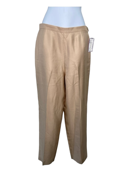 Chanel Size 40 Beige Silk High Rise Side Zip Straight Leg Gold Hardware Pants Beige / 40