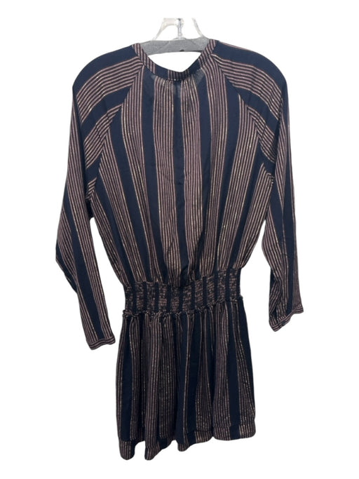 Rails Size Medium Navy & Pink Rayon Blend Long Sleeve Striped Dress Navy & Pink / Medium