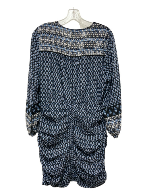 Veronica Beard Size 10 Black & Blue Silk Blend Long Balloon Sleeve Floral Dress Black & Blue / 10
