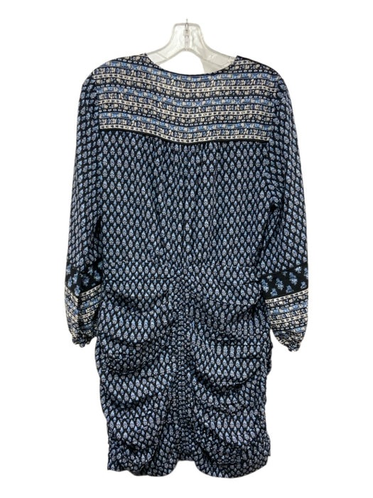 Veronica Beard Size 10 Black & Blue Silk Blend Long Balloon Sleeve Floral Dress Black & Blue / 10