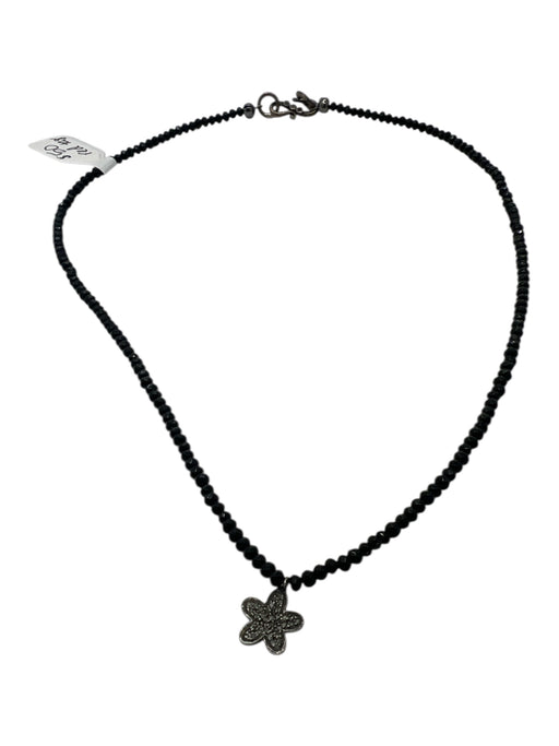 Black & Pewter Onyx Beading Star Pendant Necklace Black & Pewter