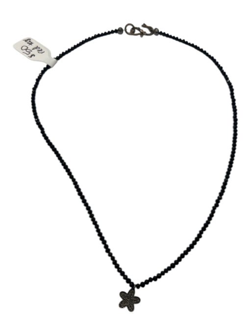 Black & Pewter Onyx Beading Star Pendant Necklace Black & Pewter