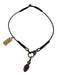 No Brand brown, purple, multi Leather Agate Pave Diamonds Hook clasp Necklace brown, purple, multi