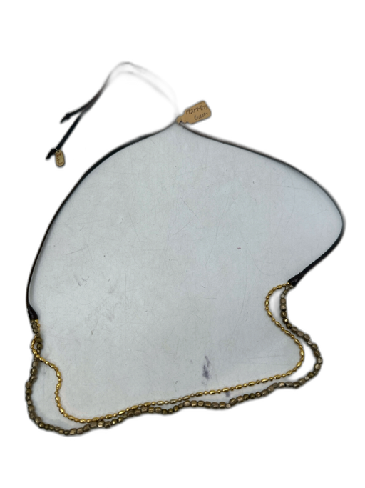 Sundance Brown & Gold Leather Beaded Slide Closure 2 Strand Necklace Brown & Gold