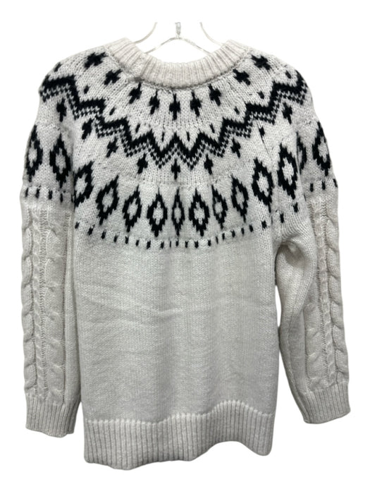 Magaschoni Size M White & Black Acrylic & Polyester Cable Knit Sweater White & Black / M