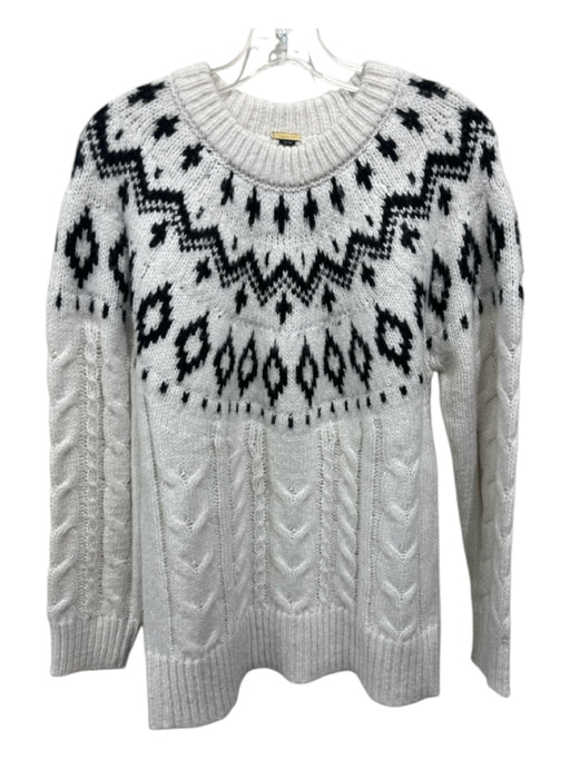 Magaschoni Size M White & Black Acrylic & Polyester Cable Knit Sweater White & Black / M