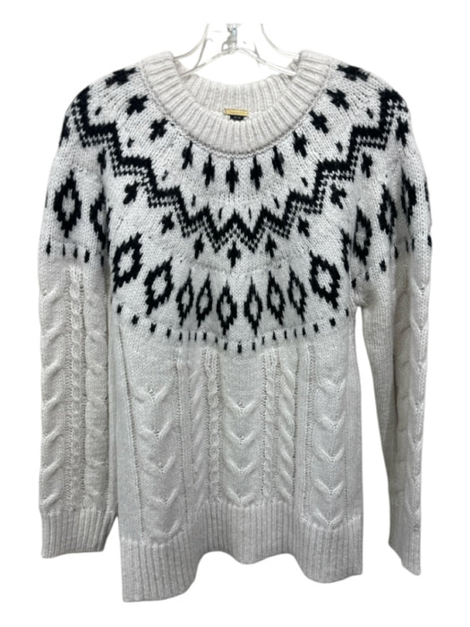Magaschoni Size M White & Black Acrylic & Polyester Cable Knit Sweater White & Black / M