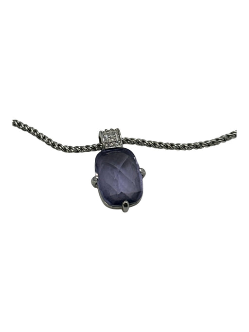 Swarovski Silver & Purple Metal Snap Closure Faceted Rhodium Plated Necklace Silver & Purple