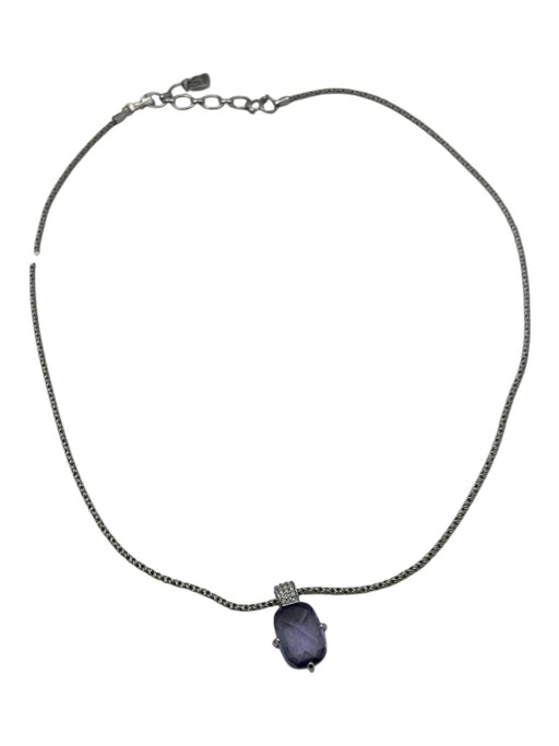 Swarovski Silver & Purple Metal Snap Closure Faceted Rhodium Plated Necklace Silver & Purple