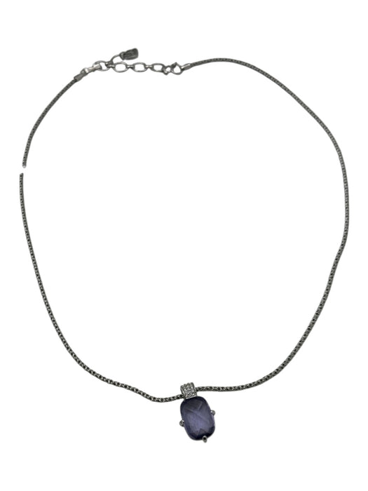 Swarovski Silver & Purple Metal Snap Closure Faceted Rhodium Plated Necklace Silver & Purple