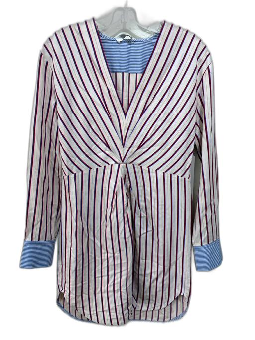 Sandro Size 34/  XS Light Pink, Burgundy & Blue Viscose Blend Long Sleeve Dress Light Pink, Burgundy & Blue / 34/  XS