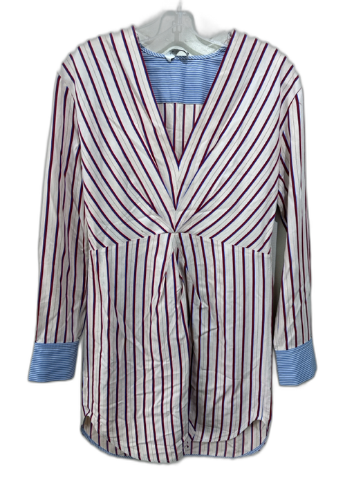 Sandro Size 34/  XS Light Pink, Burgundy & Blue Viscose Blend Long Sleeve Dress Light Pink, Burgundy & Blue / 34/  XS