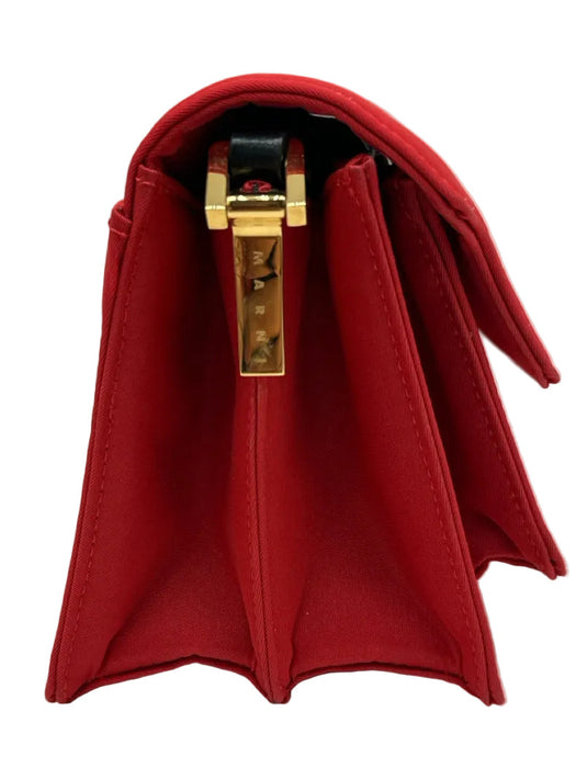 Marni Red & Black Polyester Blend Gold hardware Adjustable Strap Flap Bag