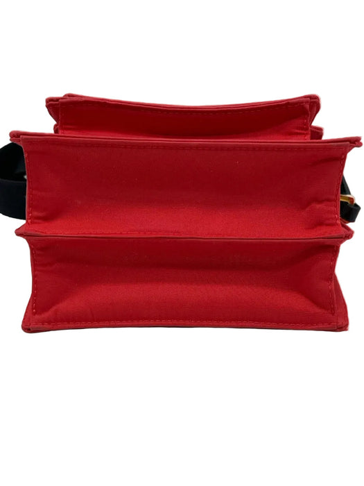 Marni Red & Black Polyester Blend Gold hardware Adjustable Strap Flap Bag