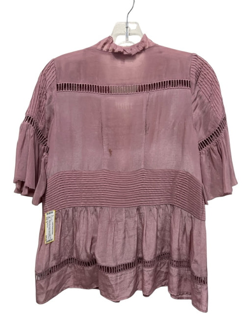 Sea New York Size 4 Mauve Pink Viscose Pleated Detail Ruffle Accent Top Mauve Pink / 4