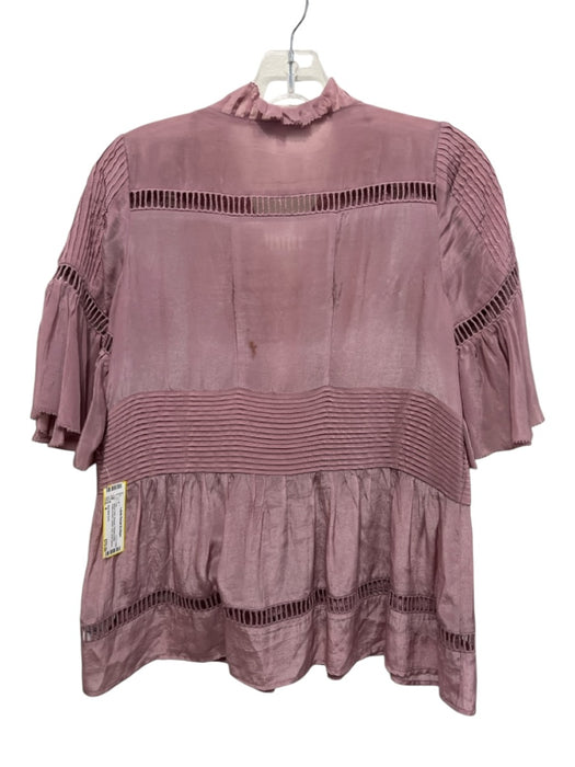 Sea New York Size 4 Mauve Pink Viscose Pleated Detail Ruffle Accent Top Mauve Pink / 4
