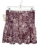 IRO Size 40 White & Burgundy Viscose Elastic Waistband Smocked Detail Mini Skirt White & Burgundy / 40