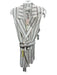 Rachel Zoe Size 10 White & Burgundy Linen Blend Striped Collared Long Vest White & Burgundy / 10