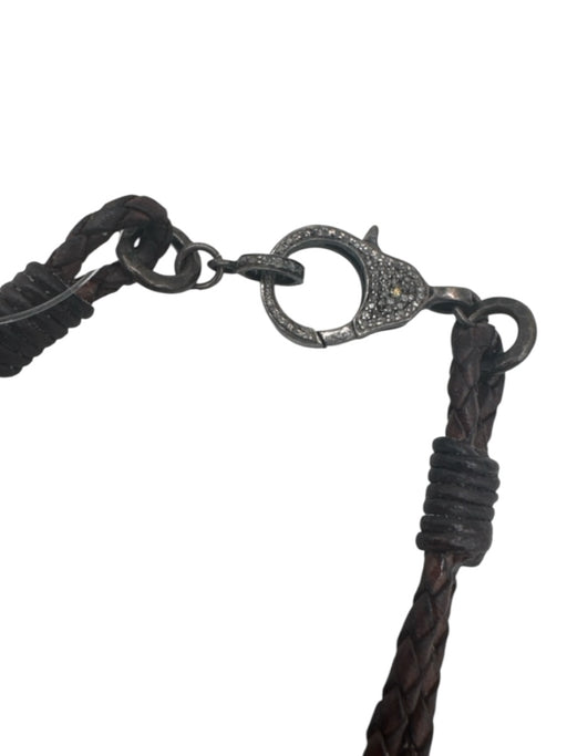 Dark Brown Leather Braided Cord Choker Lobster Clasp Necklace Dark Brown