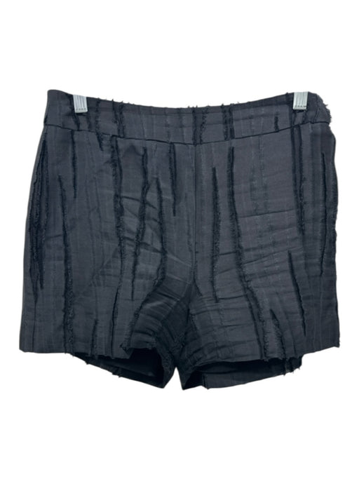 Marie Oliver Size 2 Black Linen Blend Flocked Detail Side Zip Shorts Black / 2