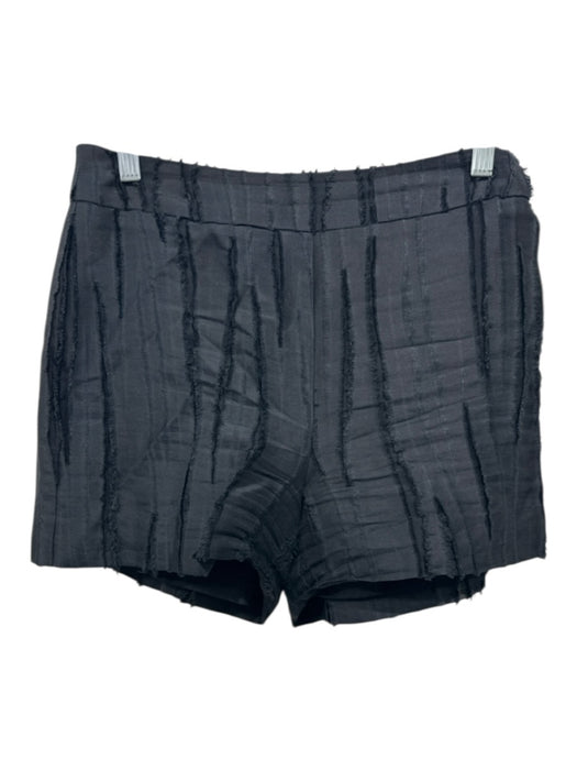 Marie Oliver Size 2 Black Linen Blend Flocked Detail Side Zip Shorts Black / 2