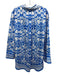 Alice + Olivia Size M Blue & White Polyester Damask Print Long Sleeve Shirt Top Blue & White / M