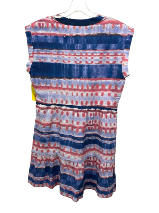 Marie Oliver Size XS Blue, Pink & White Cotton Tie Dye Stripe Sleeveless Dress Blue, Pink & White / XS
