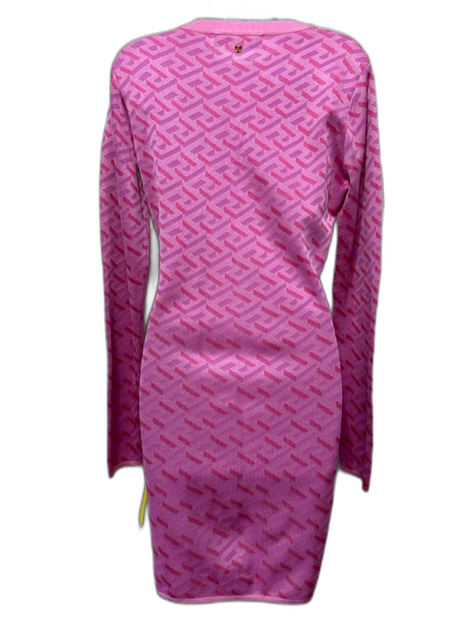 Versace Size 42 Mixed Pinks Silk Blend Geometric Knit Long Sleeve Dress Mixed Pinks / 42