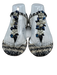 Chanel Shoe Size 37 Black, White & Blue textile upper Tweed T Strap Sandals Black, White & Blue / 37