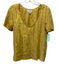 Velvet Size S Yellow & Gold Viscose Blend Metallic Thread Scoop Neck Top Yellow & Gold / S