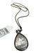 pewter & iridescent Mother of Pearl Melee Diamonds Teardrop Pendant Necklace pewter & iridescent