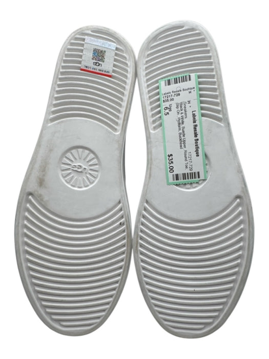 Ugg Shoe Size 6.5 Black & White Suede Upper Round Toe Slip On Platform Sneakers Black & White / 6.5