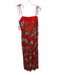 Alice + Olivia Size 12 Red, Black & White Viscose Floral Tie Shoulders Jumpsuit Red, Black & White / 12