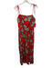 Alice + Olivia Size 12 Red, Black & White Viscose Floral Tie Shoulders Jumpsuit Red, Black & White / 12
