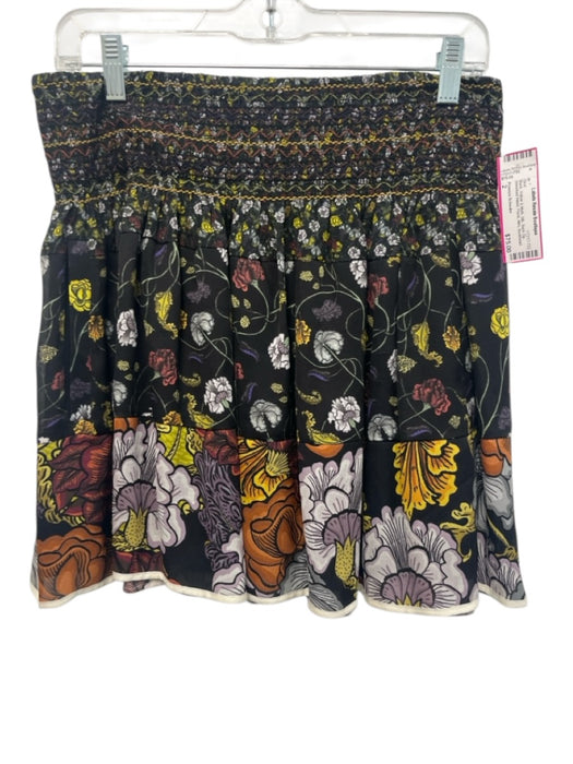 Proenza Schouler Size 2 Black, Yellow & Multi Silk Back Zip Smocked Waist Skirt Black, Yellow & Multi / 2
