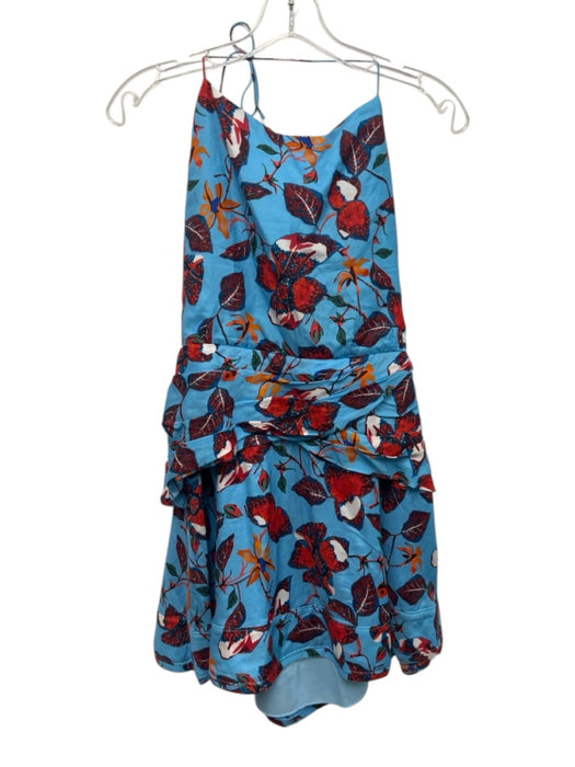 Derek Lam 10 Crosby Size 8 Blue, Red & Orange Cotton & Silk Botanical Dress Blue, Red & Orange / 8