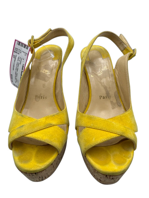 Christian Louboutin Shoe Size 37 Yellow Leather Upper Criss Cross Sandals Yellow / 37