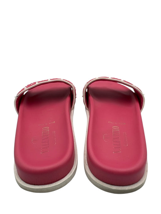Valentino Garavani Shoe Size 37 Pink & White Leather Upper Rockstud Sandals Pink & White / 37