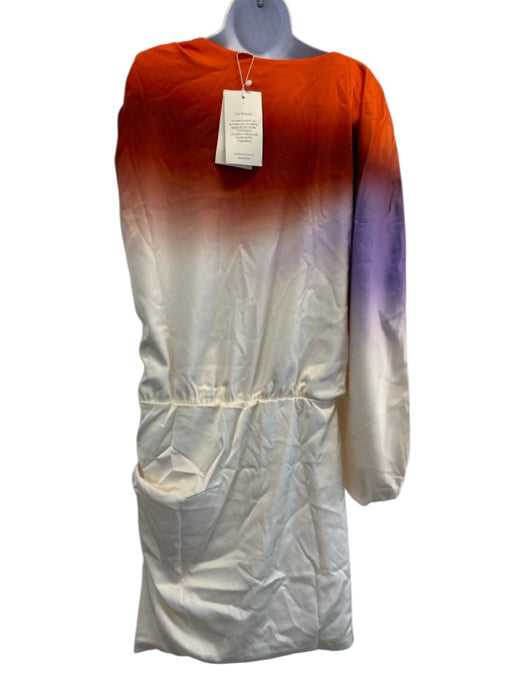 Baobab Size L Orange, Purple & White Polyester Blend Ombre One Sleeve Dress Orange, Purple & White / L