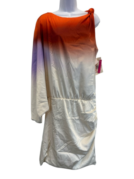 Baobab Size L Orange, Purple & White Polyester Blend Ombre One Sleeve Dress Orange, Purple & White / L