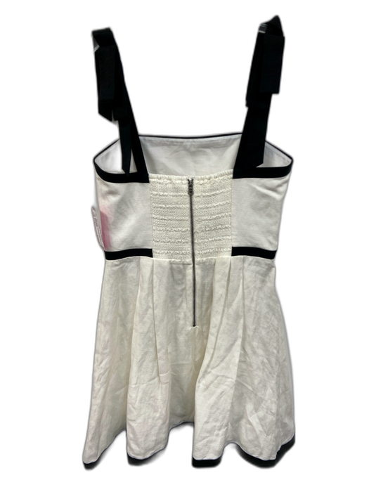 Alice + Olivia Size s / 4 White & Black Linen Blend Contrast Trim Mini Dress White & Black / s / 4