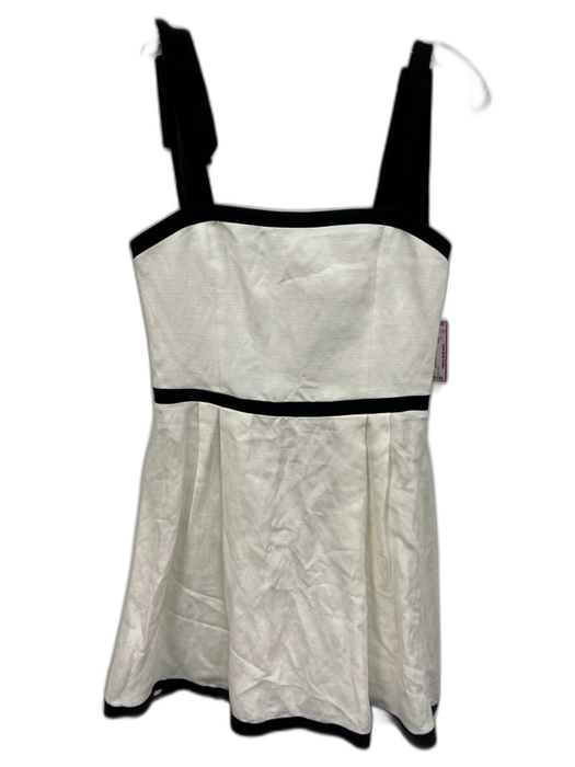 Alice + Olivia Size s / 4 White & Black Linen Blend Contrast Trim Mini Dress White & Black / s / 4