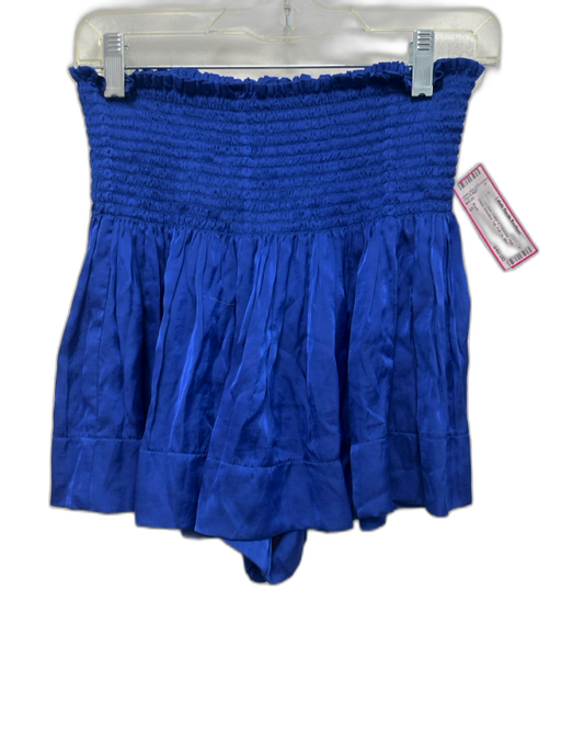 Koch Size S Cobalt Blue Cotton & Polyester High Waist Smocked Top Pull On Shorts Cobalt Blue / S