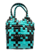 Marni Black & Turquoise Plastic Woven Braided Double Handle Tote Bag Black & Turquoise / XS
